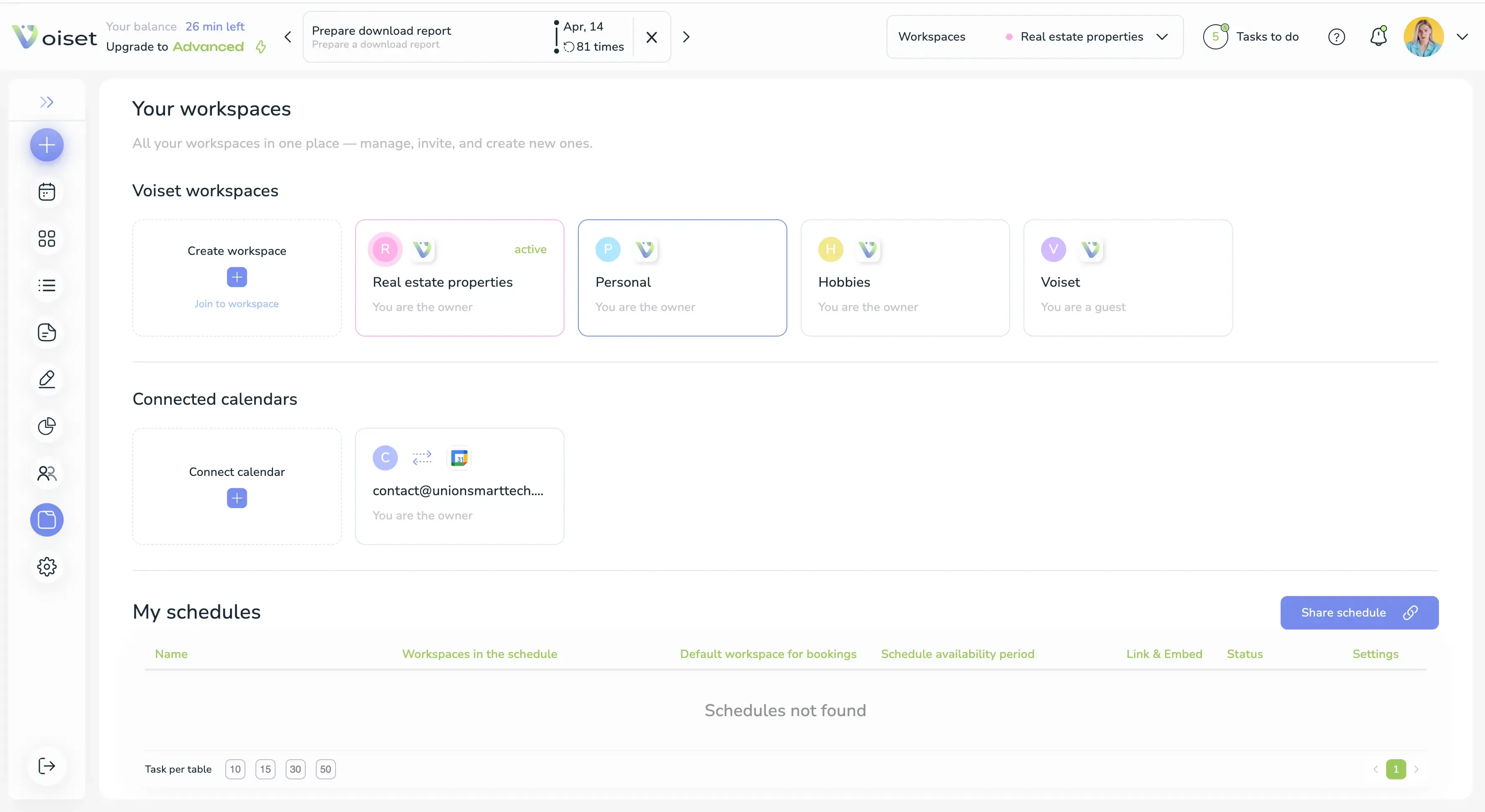 Workspaces in Voiset