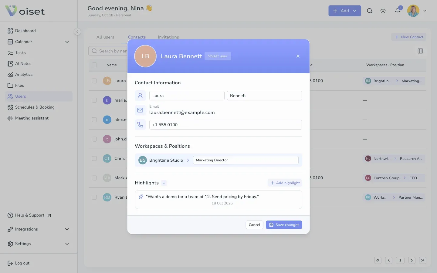 Edit a contact