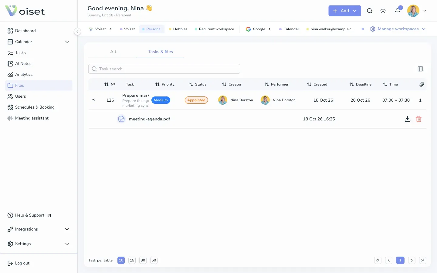 Tasks and files