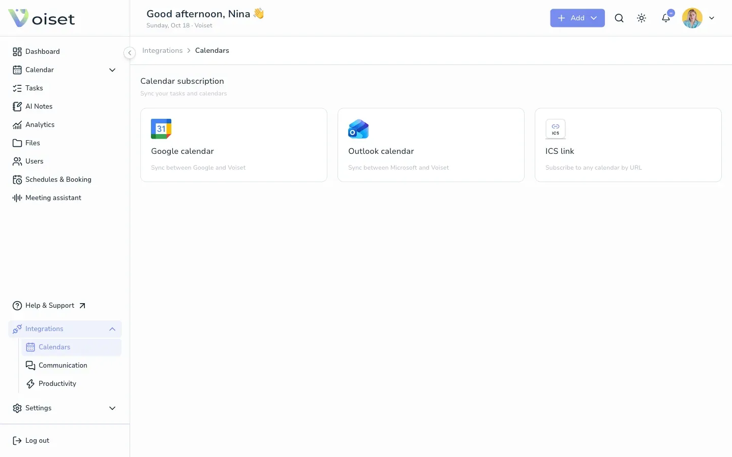Calendar integrations