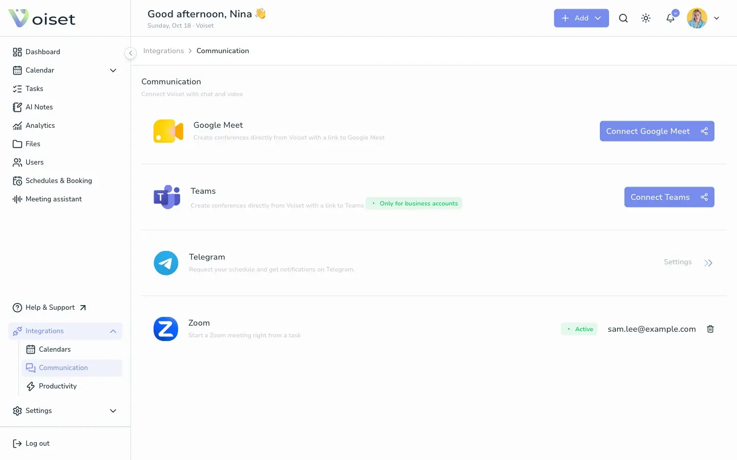 Communication integrations