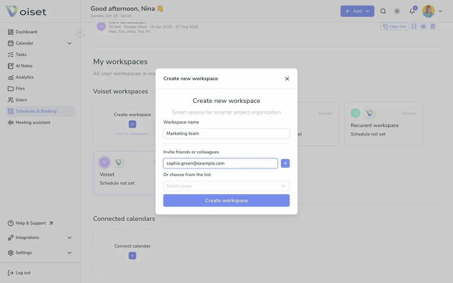 Create new workspace