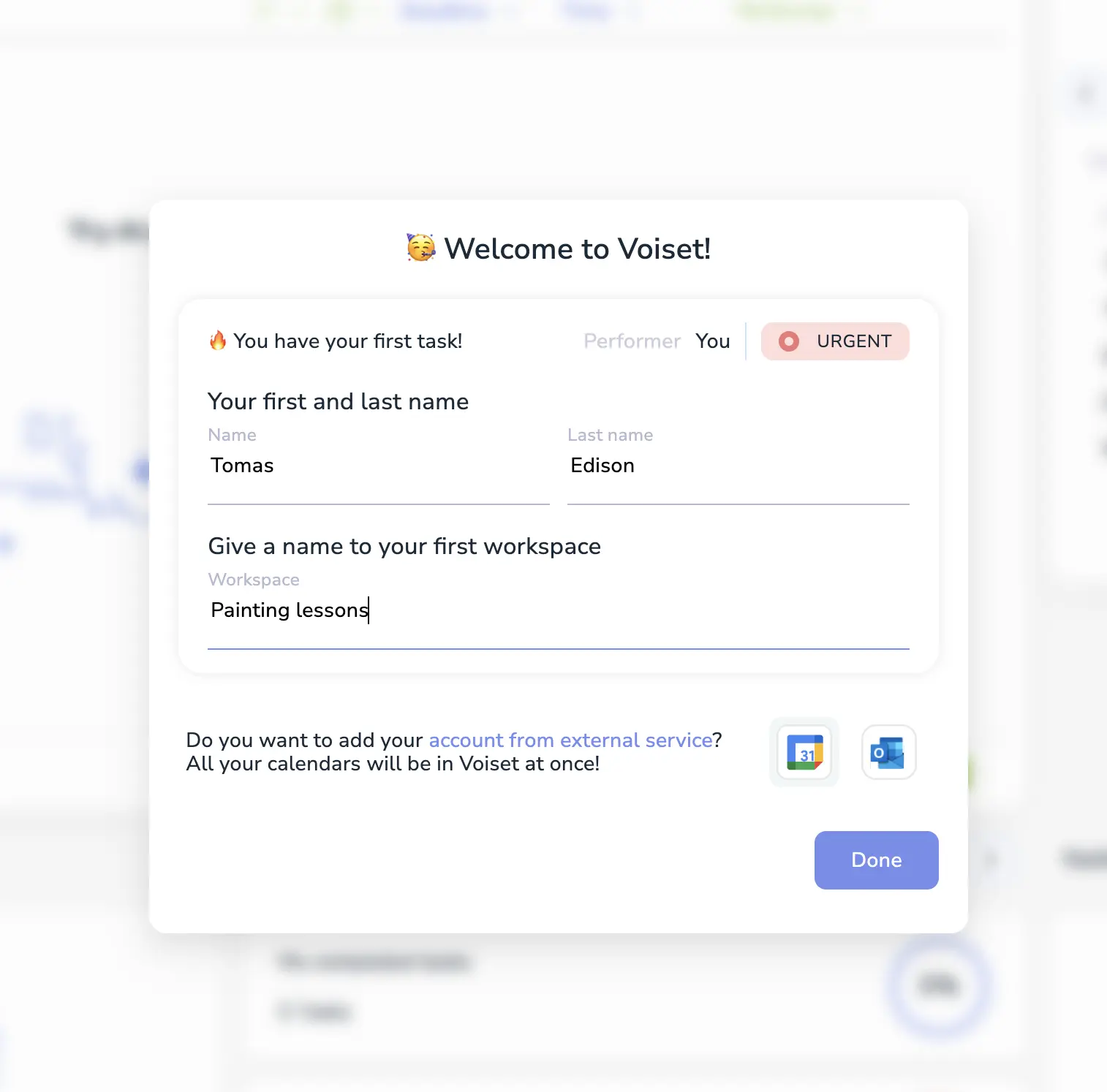 First workspace setup
