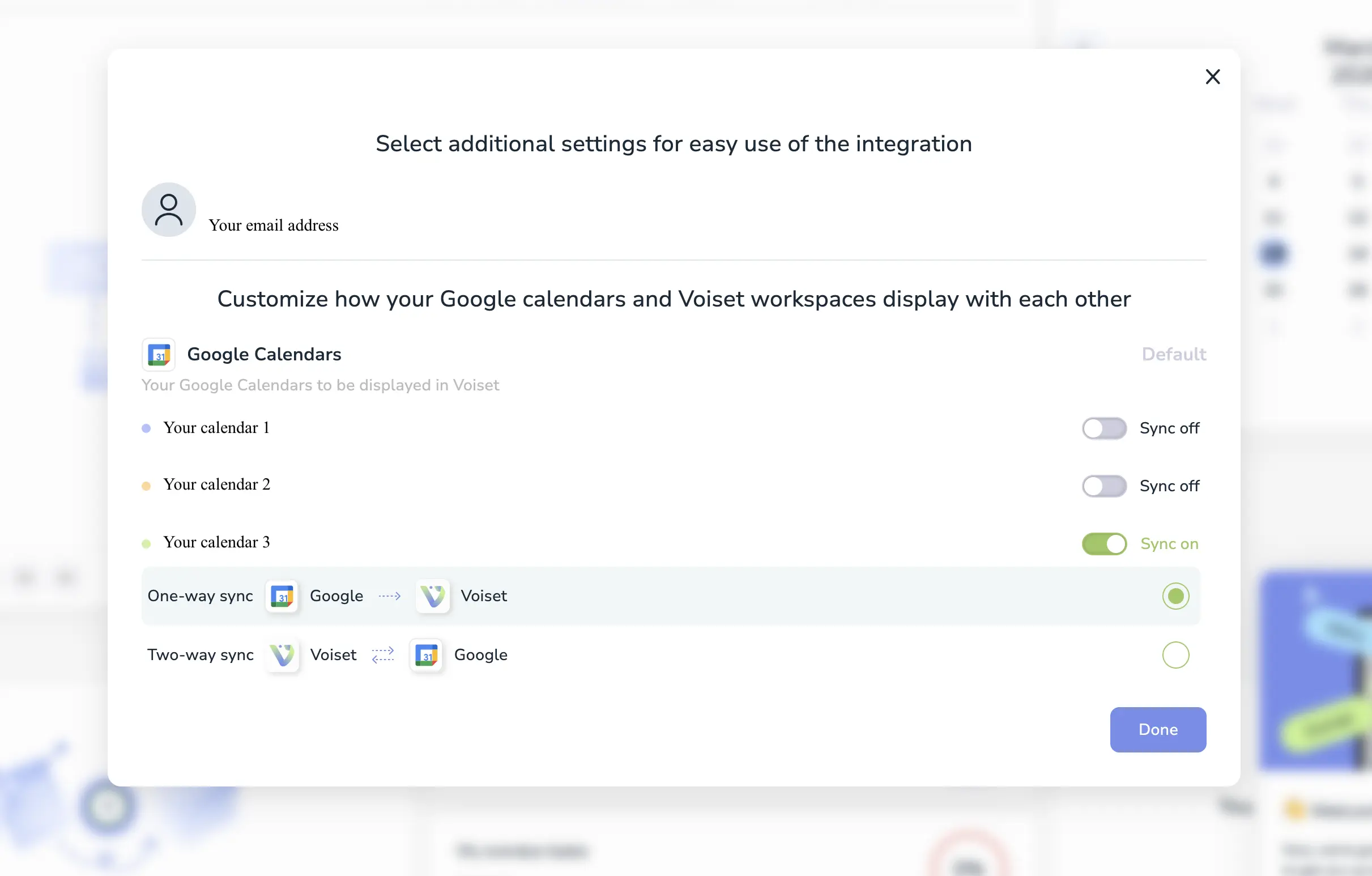 Calendar sync options